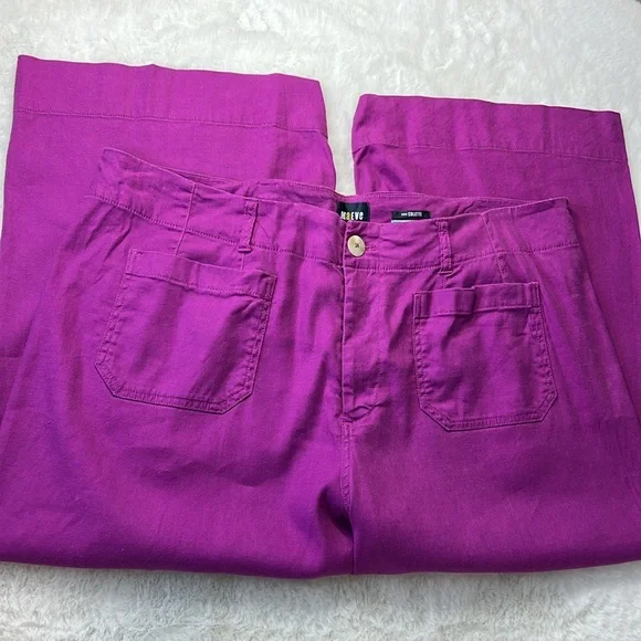 MAEVE ANTHROPOLOGIE The Colette Linen Pants Cropped High Rise Wide Leg Plus 22W - Picture 4 of 17